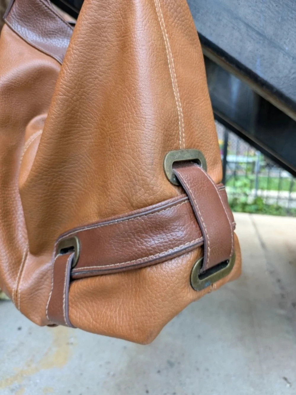 Brown Boho Shoulder Bag with Brass Detail